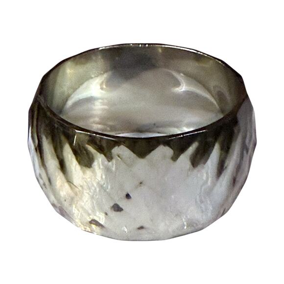 Vintage Silver Lucite Bangle Womens Round Beveled Wide Bracelet - Picture 4 of 8